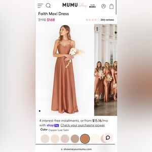 Show Me Your Mumu Faith Maxi Dress in Copper Luxe Satin